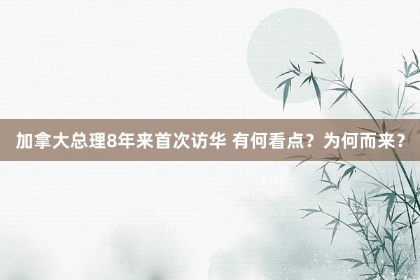 加拿大總理8年來首次訪華 有何看點？為何而來？