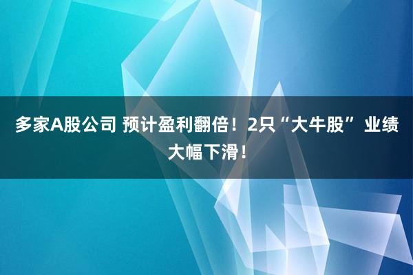 多家A股公司 預計盈利翻倍！2只“大牛股” 業(yè)績大幅下滑！